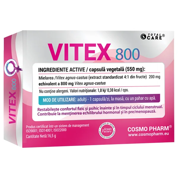 Vitex 800, 30 capsule vegetale, Cosmopharm