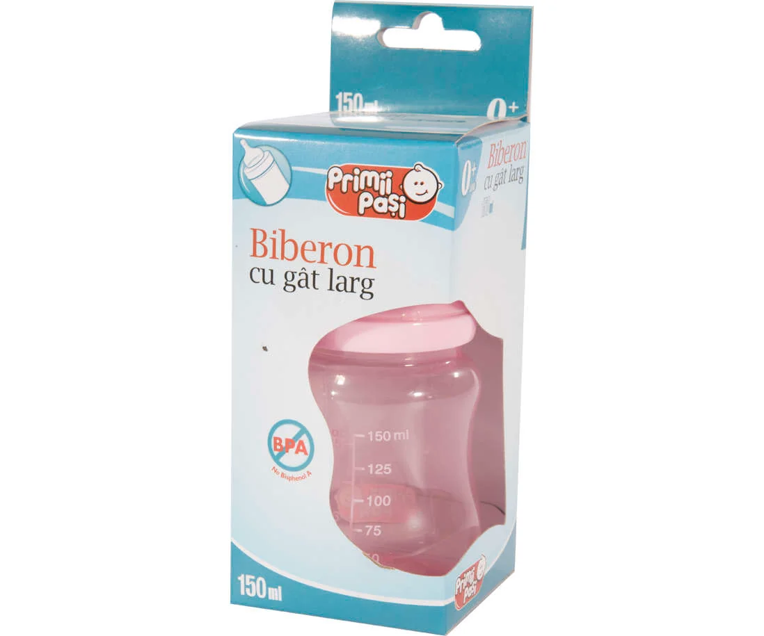 Biberon cu gat larg de la 0 luni, 150ml, Primii Pasi