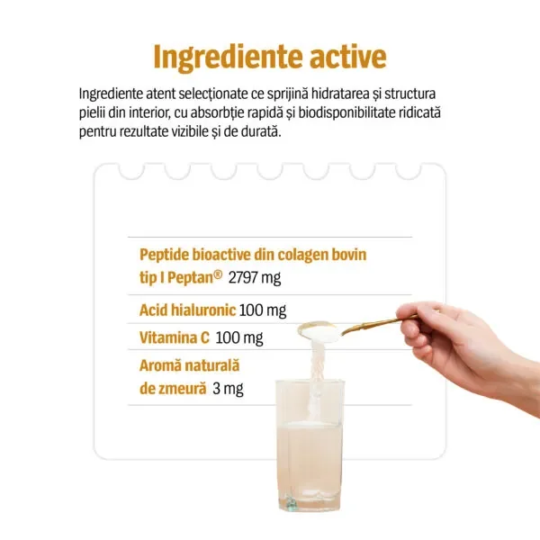 Colagen peptide cu acid hialuronic si vitamina C, 300g, Alevia