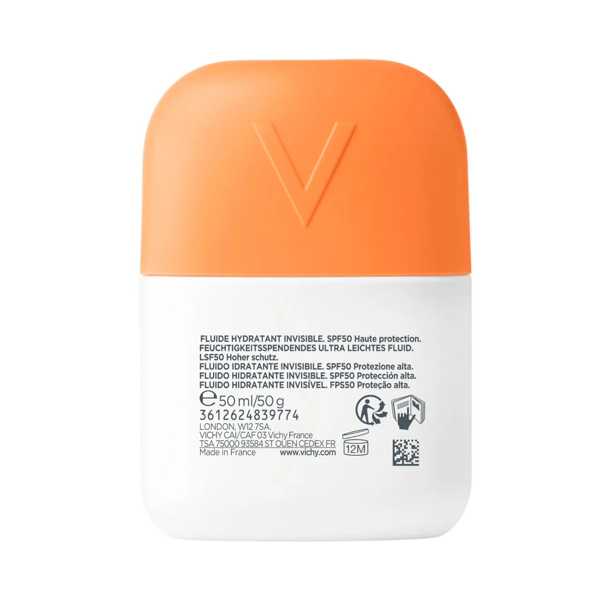 Fluid invizibil hidratant SPF 50 Capital Soleil UV AQUA, 50ml, Vichy
