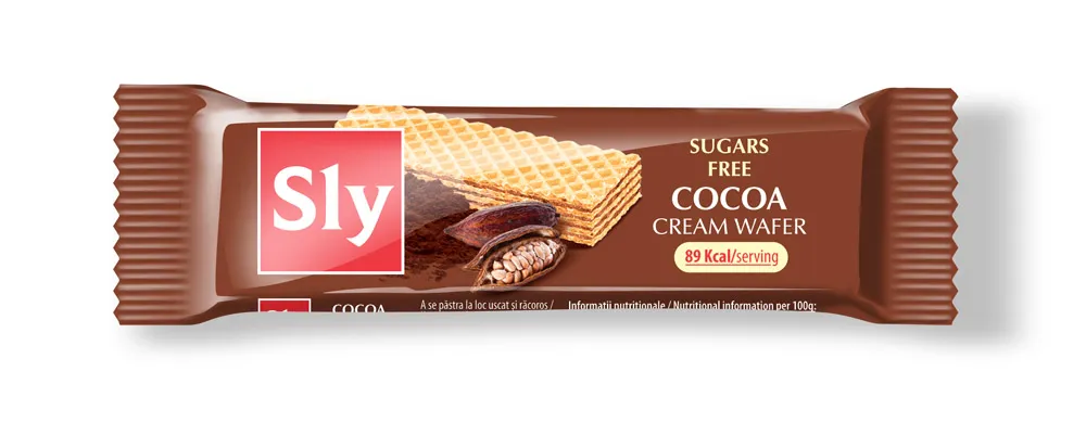 Napolitane cacao, fara zahar, 20 g, Sly Nutritia
