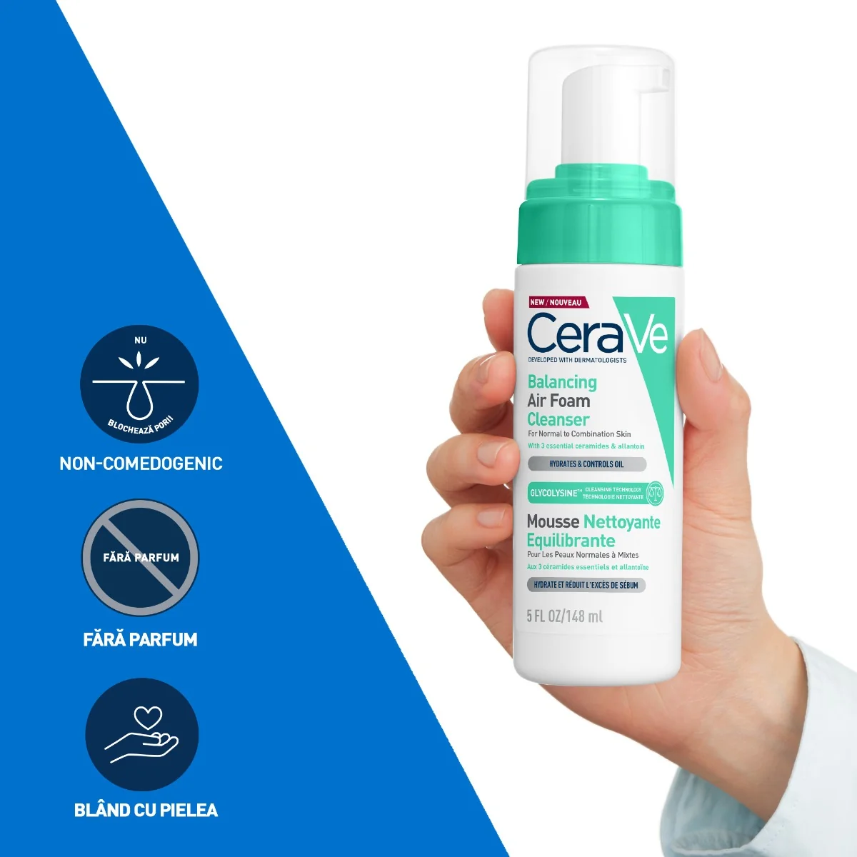 Spuma de curatare reechilibranta pentru ten normal si mixt, 148ml, CeraVe
