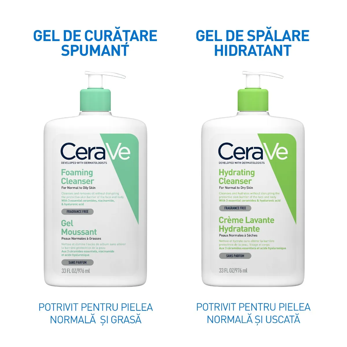 Gel de curatare spumant pentru piele normala-grasa, 976ml, CeraVe