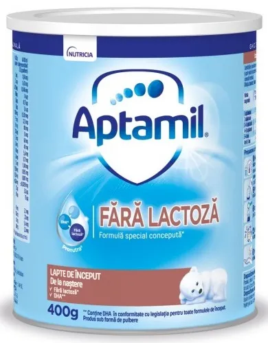 Lapte de inceput de la nastere fara lactoza, 400g, Aptamil