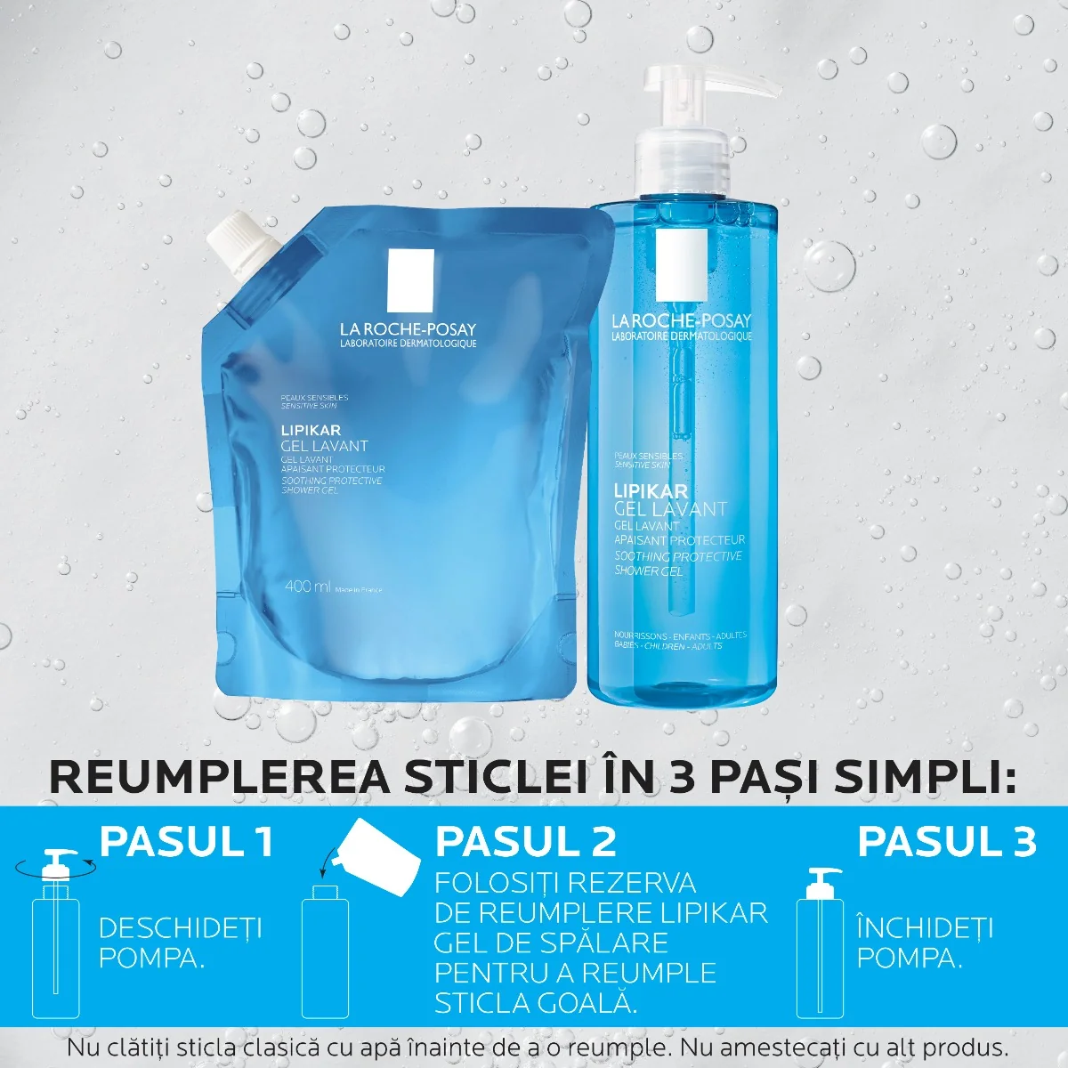 Gel de spalare Lipikar Refill, 400ml, La Roche-Posay
