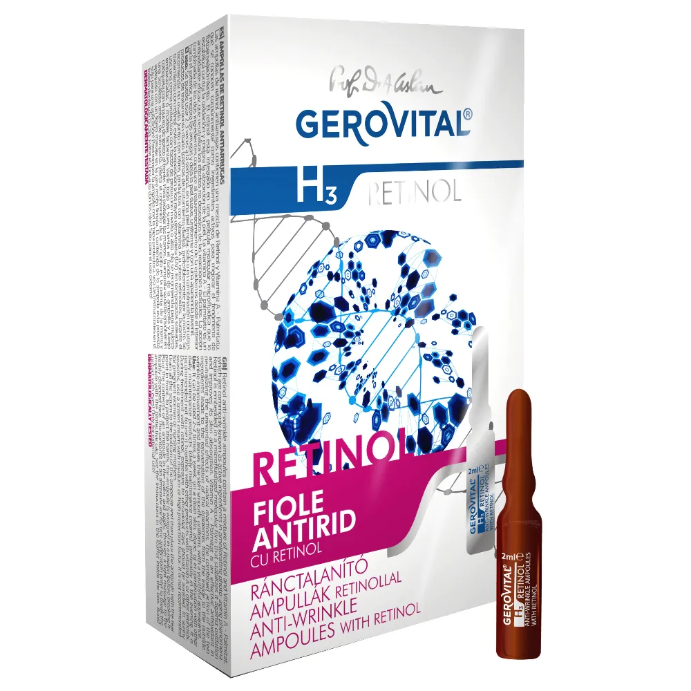 Fiole antirid cu retinol H3 Retinol, 10 fiole x 2ml, Gerovital