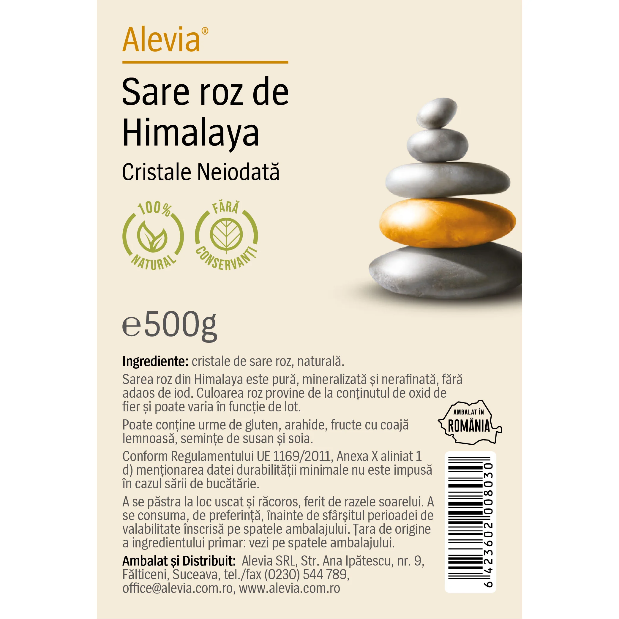 Sare roz de Himalaya cristale, 500g, Alevia