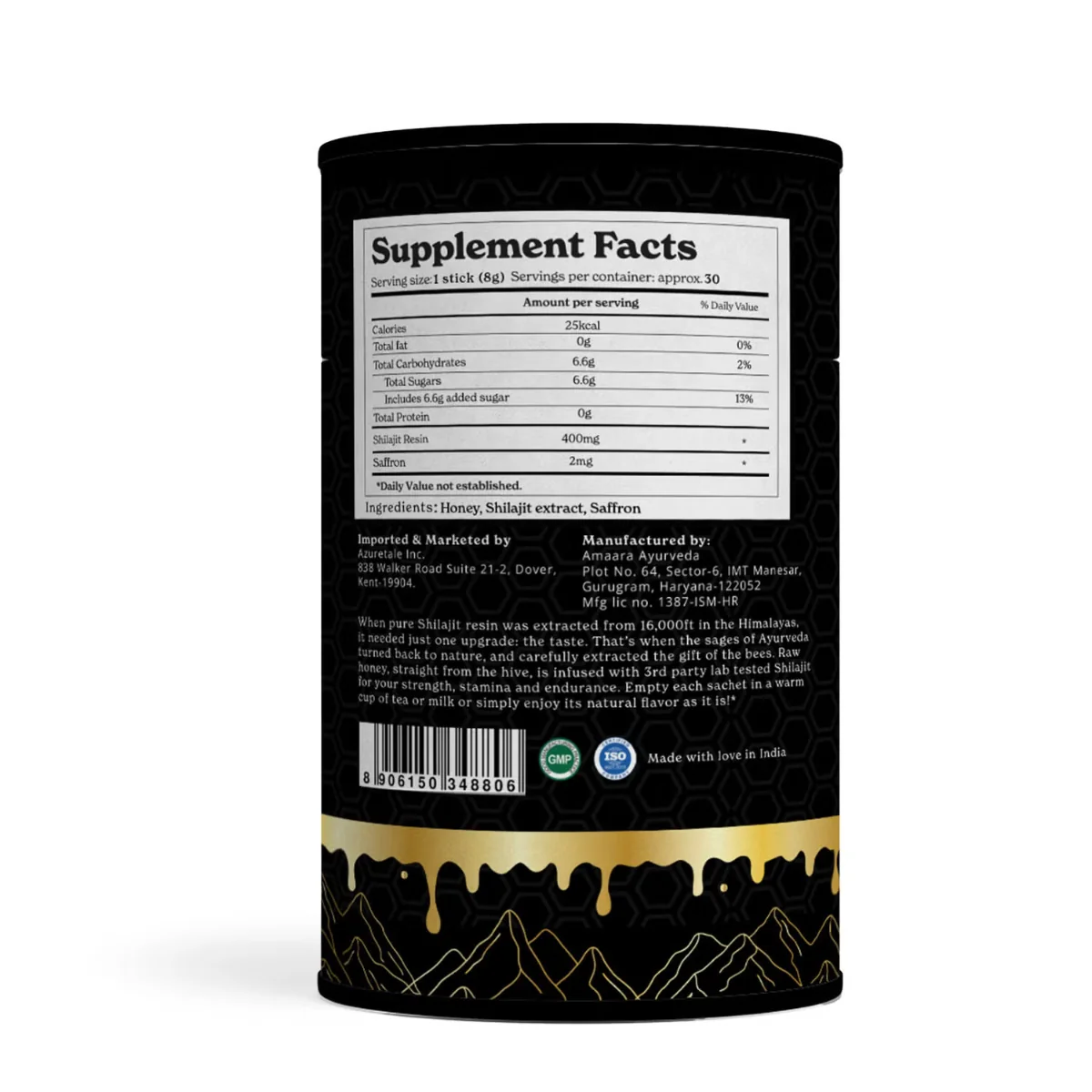 Pliculete de Shilajit din Himalaya si Miere cu 75% Acid Fulvic BetterAlt, 30 bucati, GNC