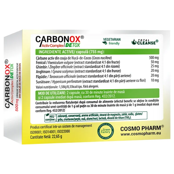 Bio Carbonox Activ Complex Detox 500mg, 30 capsule, Cosmopharm