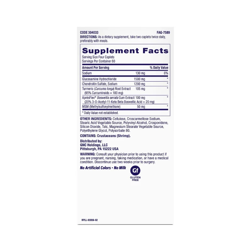 TriFlex Fast-Acting Formula pentru sanatatea articulatiilor, 240 tablete, GNC