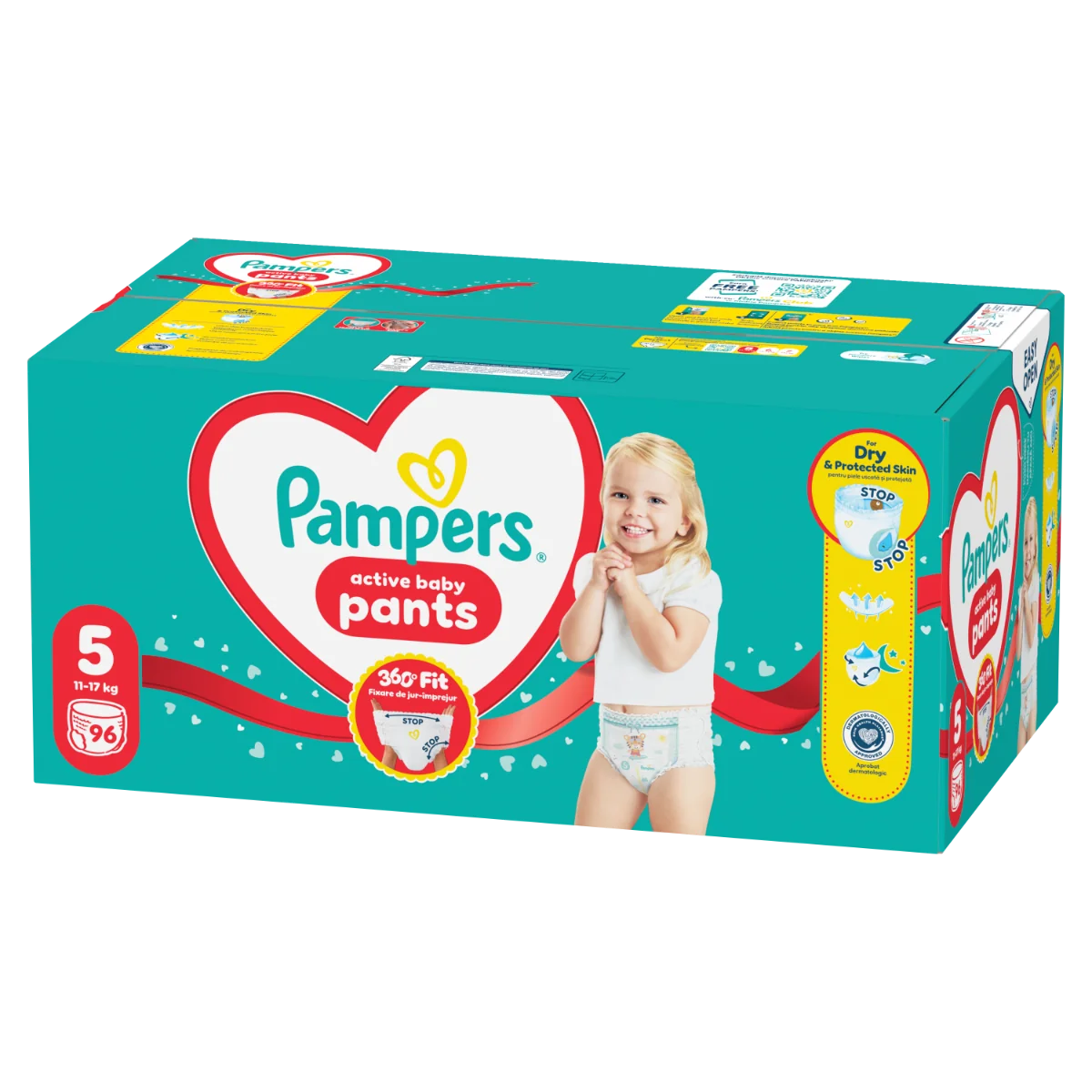 Scutece Pants Stop&Protect Nr. 5 pentru 11-17 kg, 96 bucati, Pampers