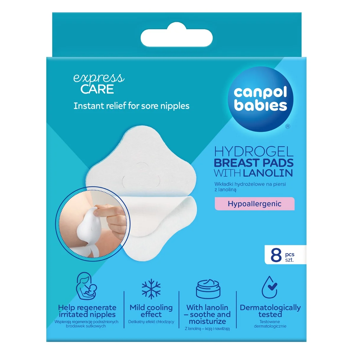 Plasturi cu hidrogel si lanolina pentru mameloane iritate 1/656, 8 bucati, Canpol babies