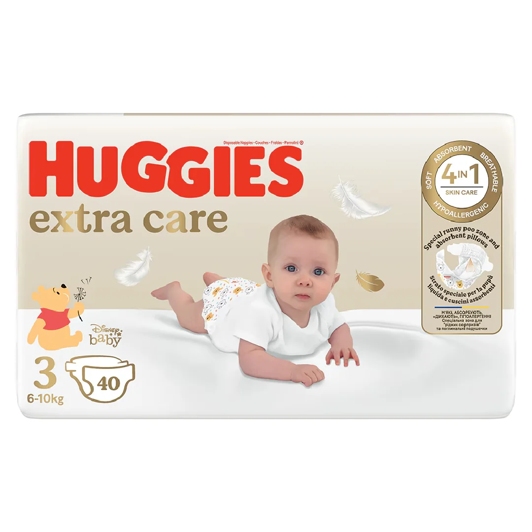 Scutece Extra Care Nr. 3, 6 - 10kg, 40 bucati, Huggies 