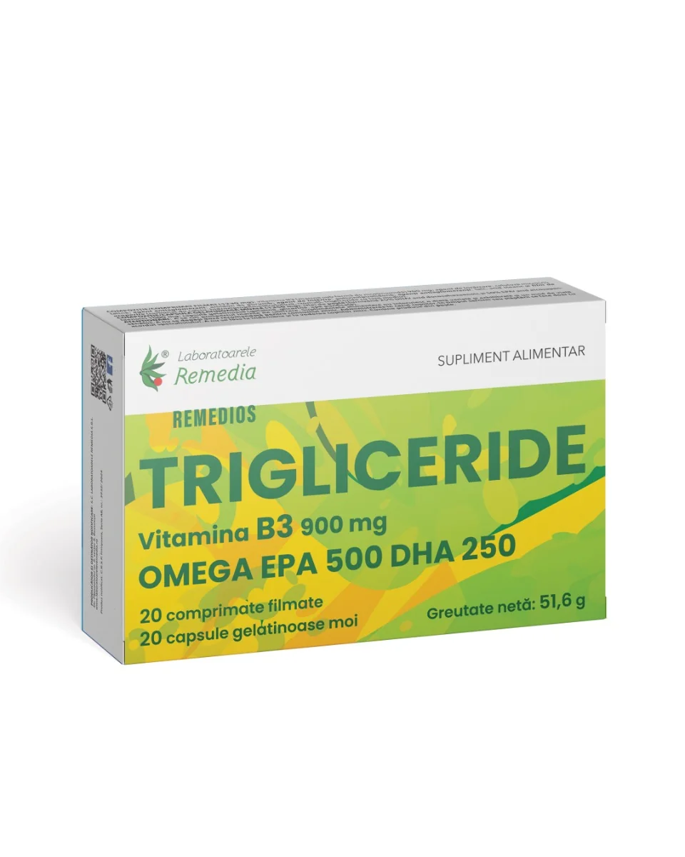 Trigliceride Remedios, 20 comprimate filmate + 20 capsule moi, Laboratoarele Remedia