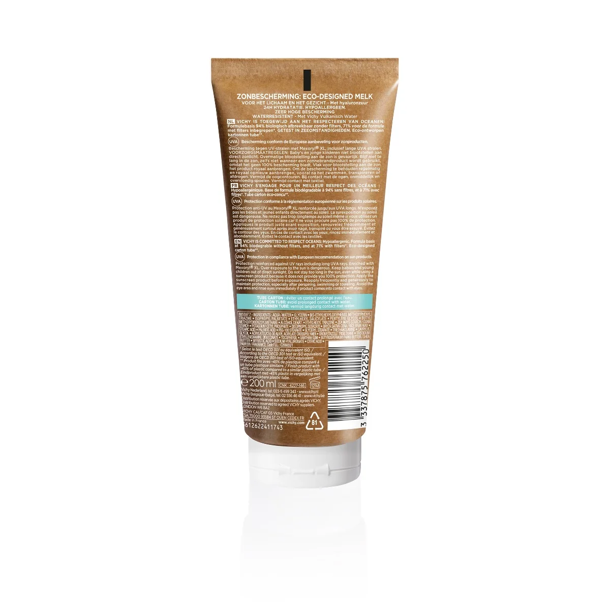 Lapte pentru protectie solara SPF 50+ pentru fata si corp conceput sustenabil Capital Soleil, 200ml, Vichy