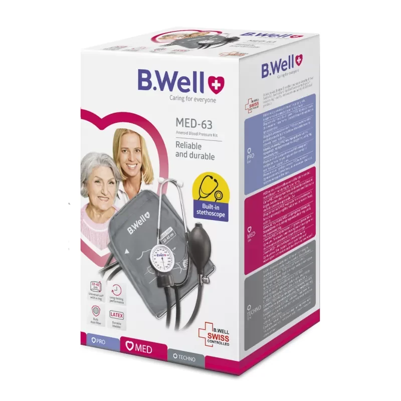 Kit tensiometru aneroid si stetoscop Confort MED-63, 1 bucata, B.Well