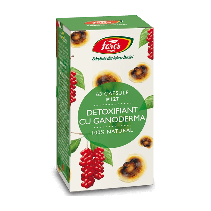 Detoxifiant cu ganoderma, 63 capsule, Fares