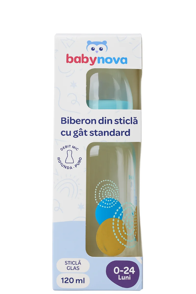 Biberon din sticla 0-24 luni, 125ml, Baby Nova