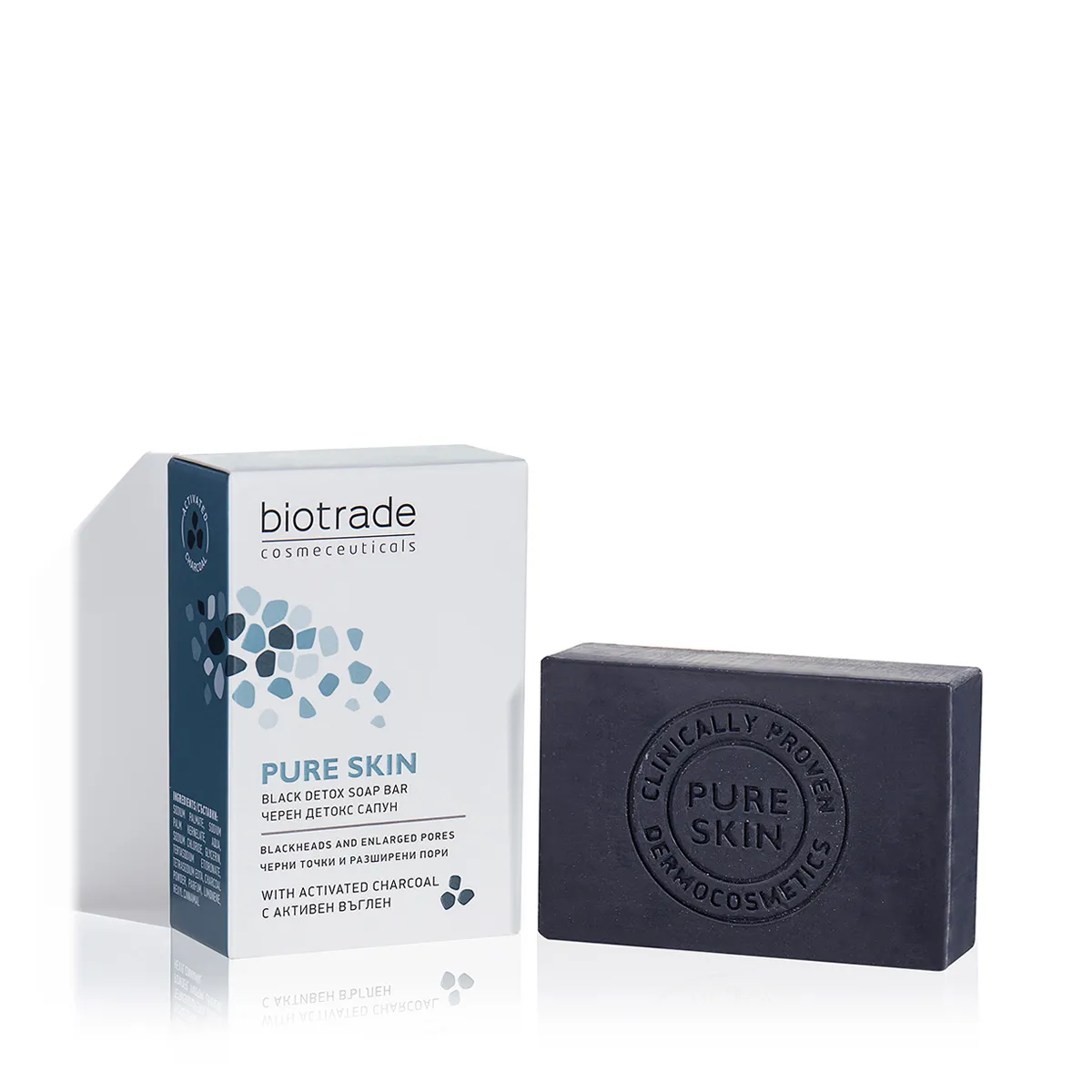 Sapun negru detoxifiant cu carbune activ Pure Skin, 100g, Biotrade 