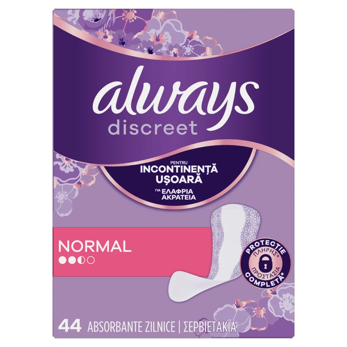 Absorbante pentru incontinenta urinara Discreet Normal, 44 bucati, Always