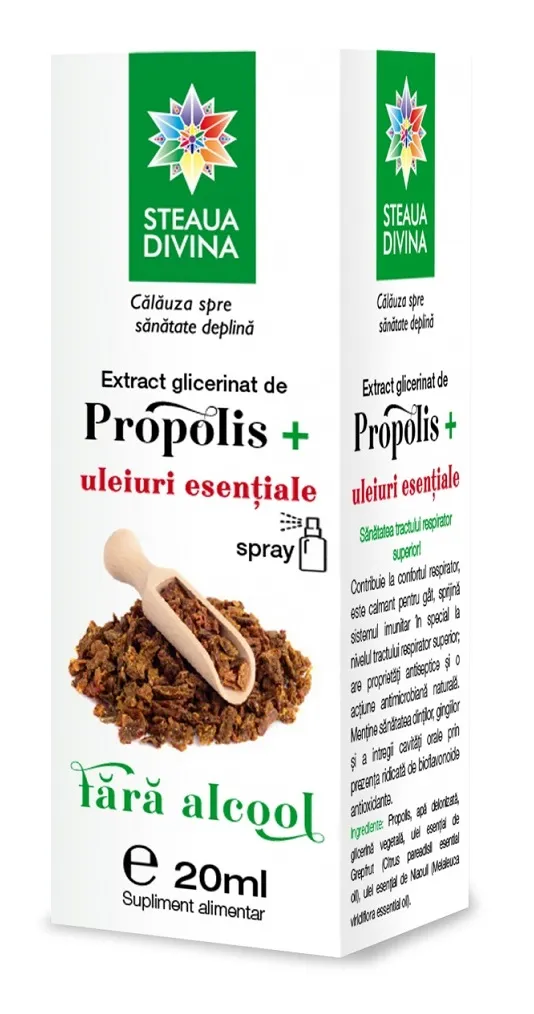 Extract glicerinat de propolis cu uleiuri esentiale, 20ml, Steaua Divina