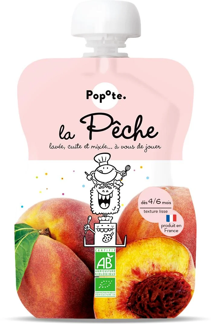 Piure cu piersici 4-6 luni Bio, 120g, Popote