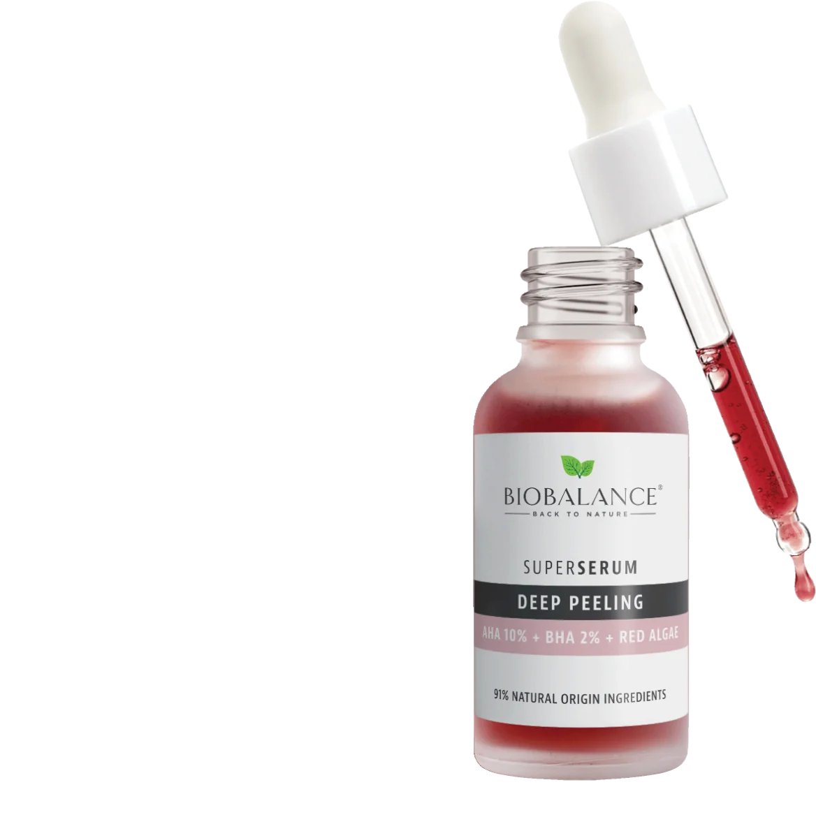 Super Serum Exfoliere Profunda cu AHA 10% + BHA 2% + Extract de Alge Rosii, 30ml, Bio Balance