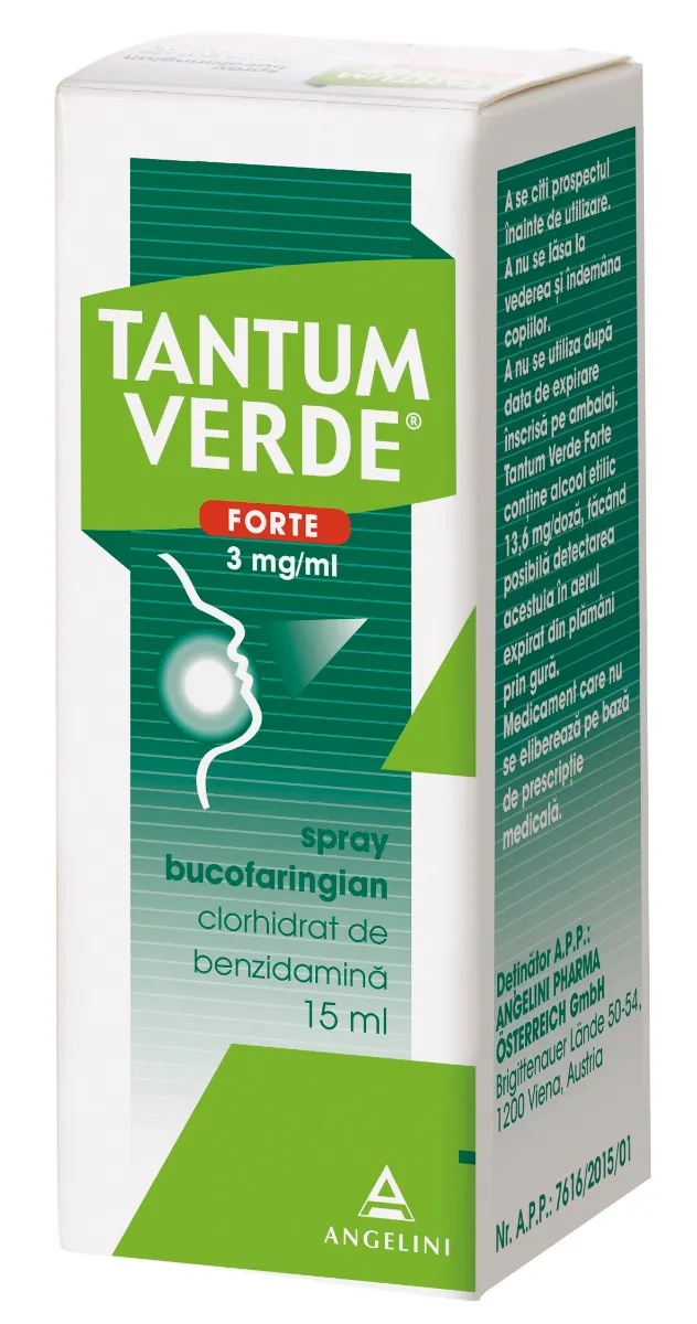 Tantum verde spray bucofaringian 0.3%, 15 ml, Angelini 