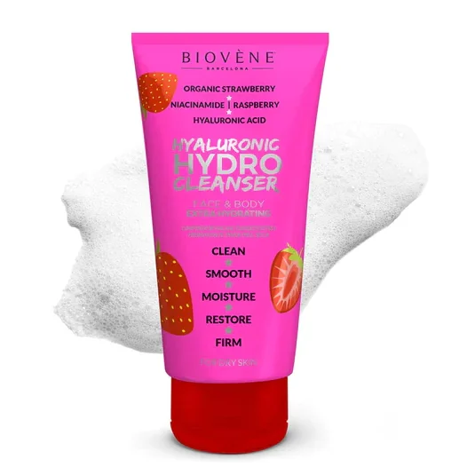 Gel de curatare cu acid hialuronic si capsuni Hydro Cleanser Ha+, 200ml, Biovene 