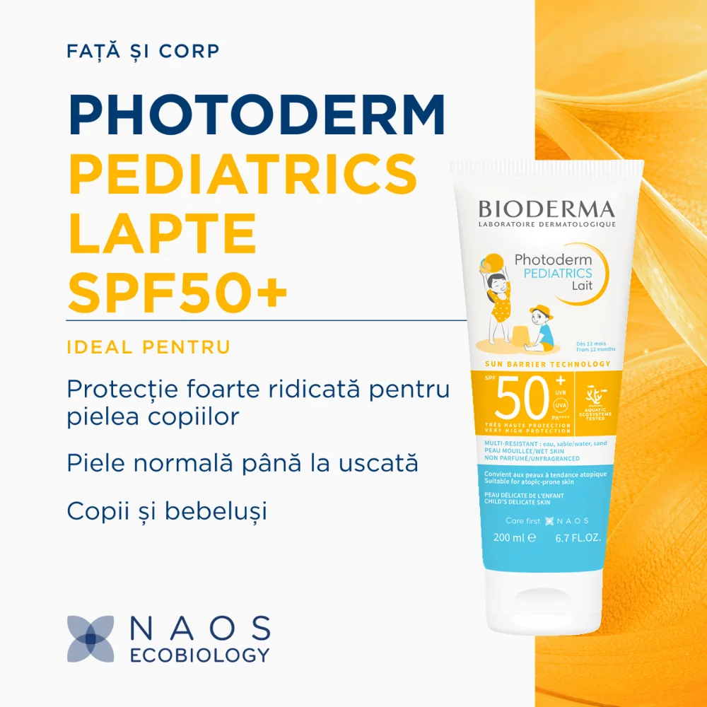 Lotiune cu protectie solara SPF 50+ pentru copii Photoderm Pediatrics, 200ml, Bioderma