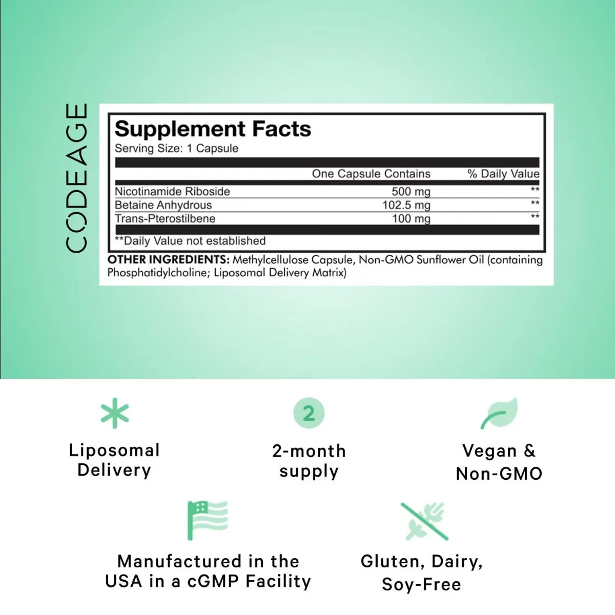 Liposomal Nicotinamide Riboside+ CodeAge, 60 capsule, GNC