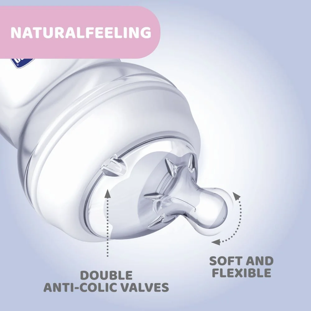 Biberon cu tetina din silicon Natural Feeling PP unisex 2 luni+, 250ml, Chicco