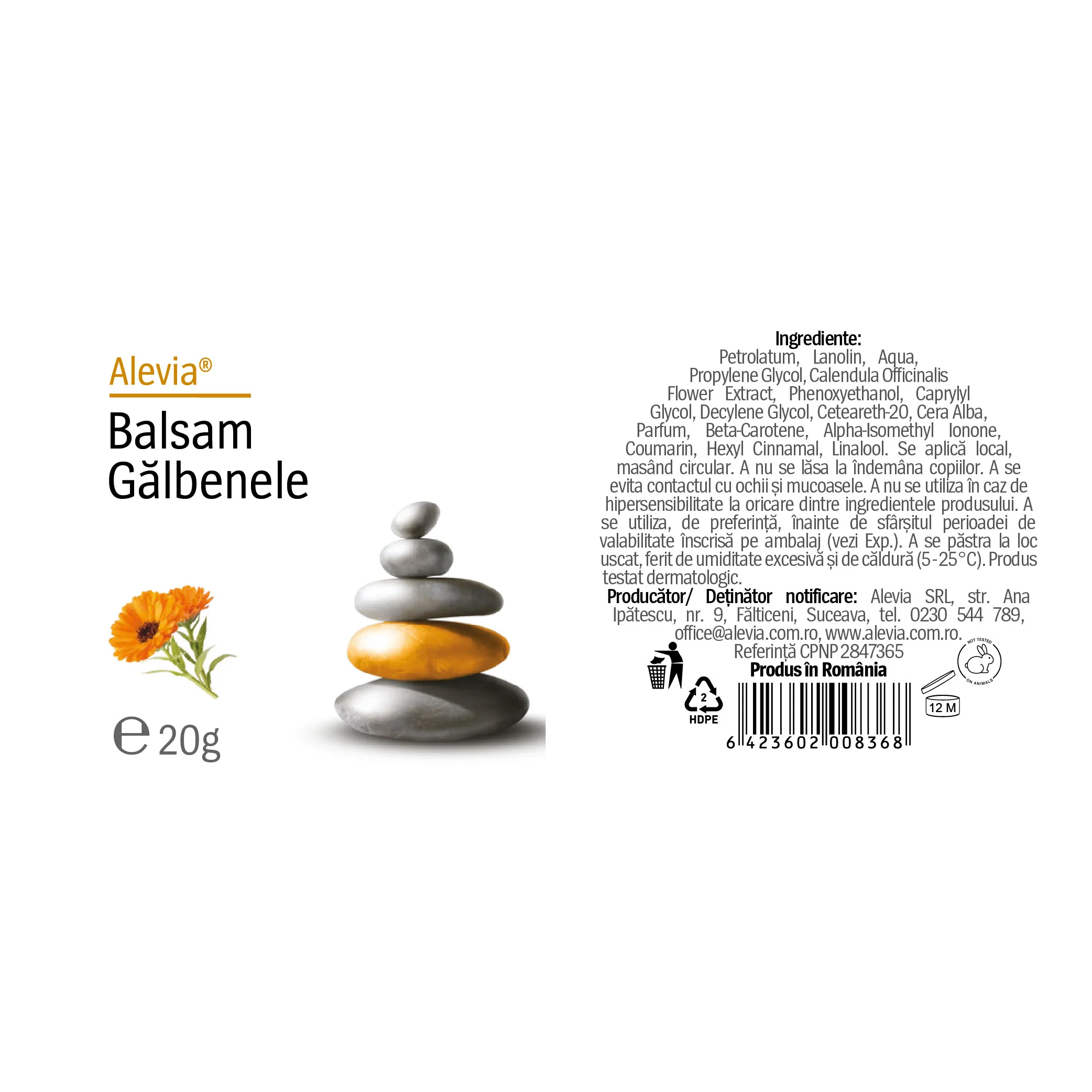 Balsam de galbenele, 20g, Alevia