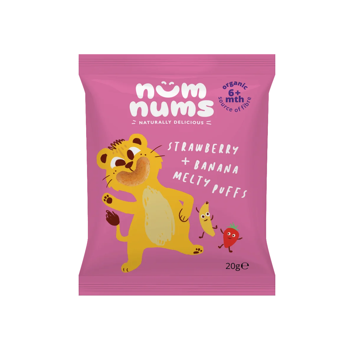 Pufuleti cu capsuni si banana Bio, 20g, Num Nums