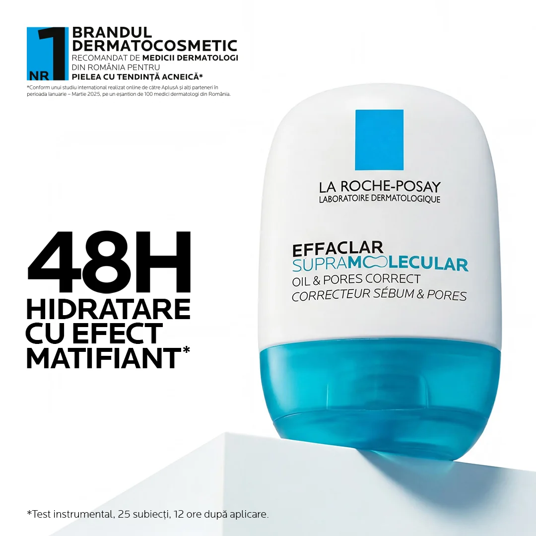 Gel-crema matifiant corector pentru tenul gras cu imperfectiuni Effaclar Supramolecular, 40ml, La Roche-Posay