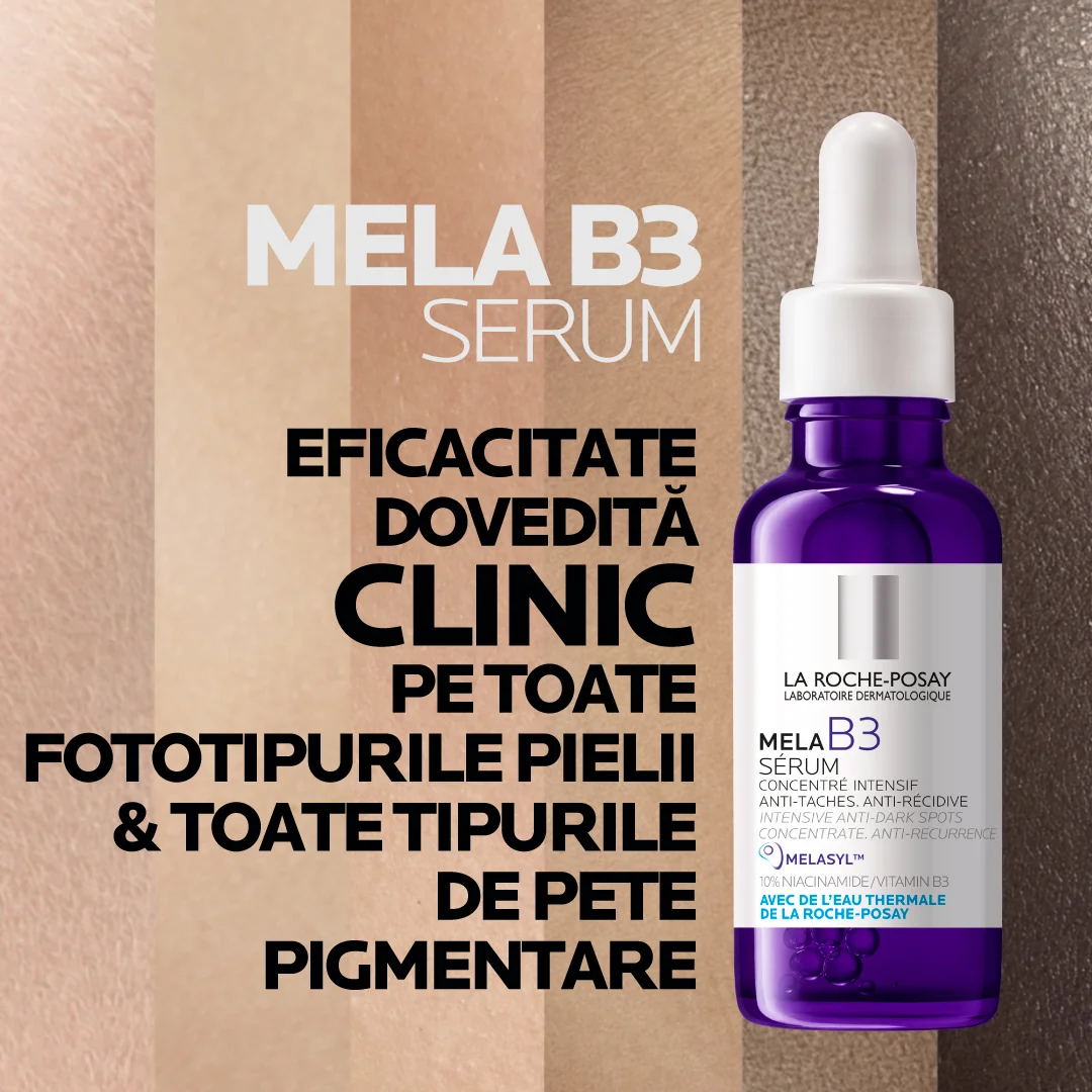 Ser concentrat intensiv pentru corectare pete pigmentare cu efect anti-recurenta pentru orice tip de ten Mela B3, 30ml, La Roche-Posay