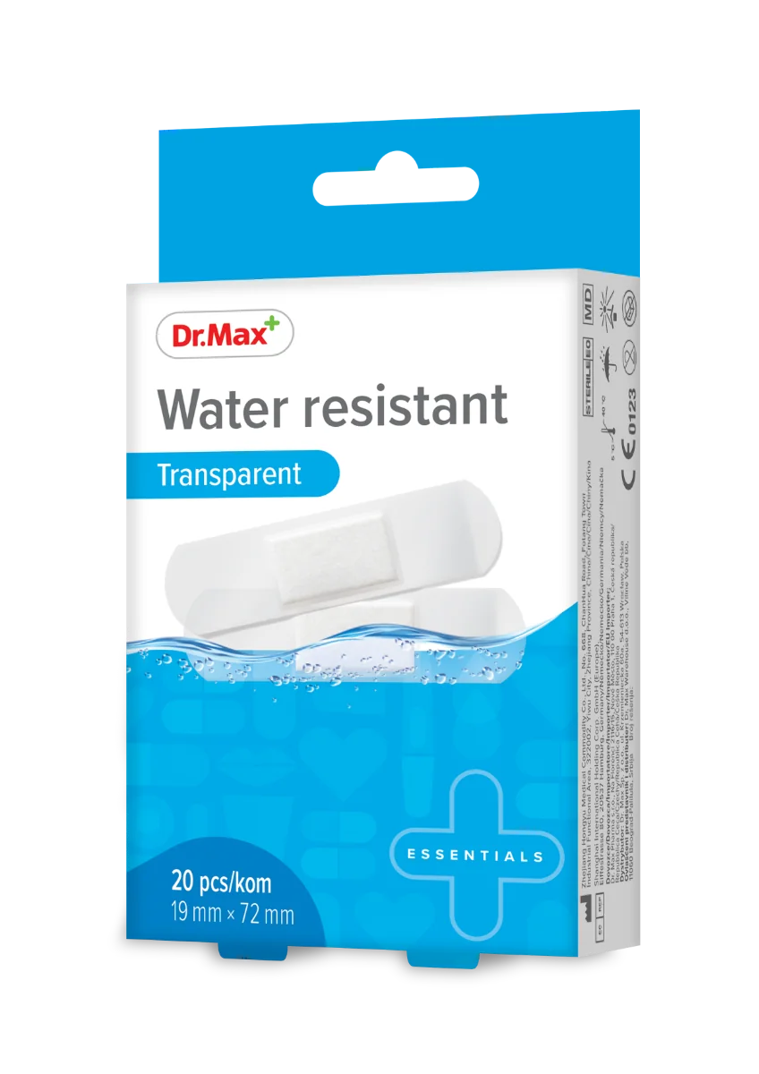 Dr. Max Plasturi transparenti rezistenti la apa 19 x 72mm, 20 bucati