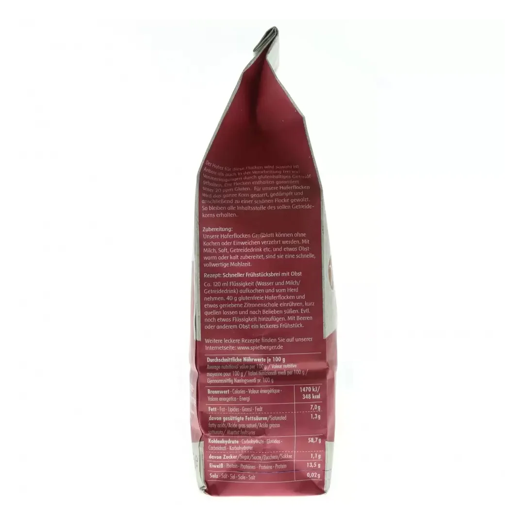 Fulgi mari de ovaz integrali Eco fara gluten Demeter, 475g, Spielberger