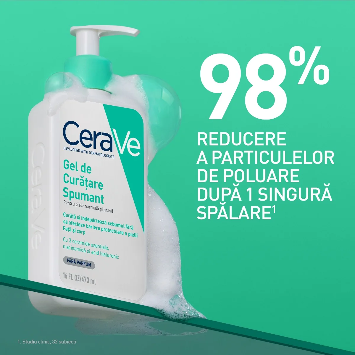 Gel de curatare spumant piele normala-grasa, 473ml, CeraVe