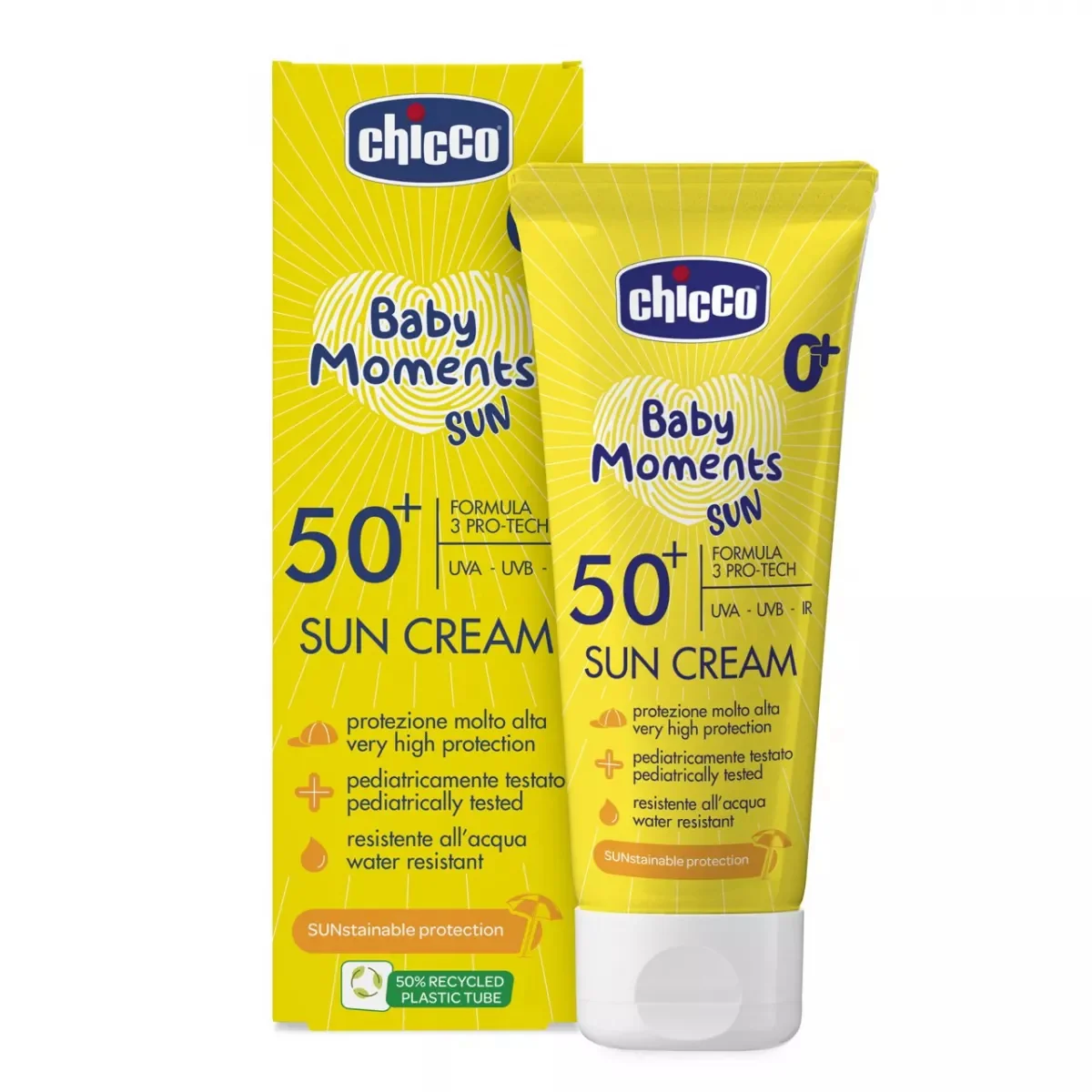 Crema cu protectie solara SPF 50+ Baby Moments 0 luni+, 75ml, Chicco 