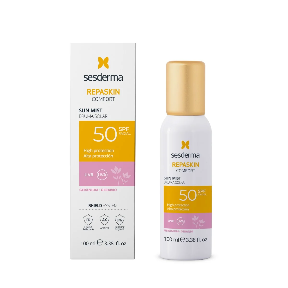 Mist cu protectie solara Repaskin Comfort Geranium, 100ml, Sesderma