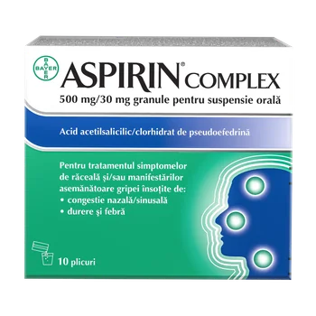 Aspirin Complex granule pentru suspensie orala 500 mg/30 mg, 10 plicuri, Bayer