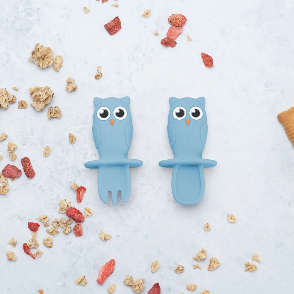 Set tacamuri din silicon Owl Aqua Blue 6 luni+, 1 bucata, Appekids