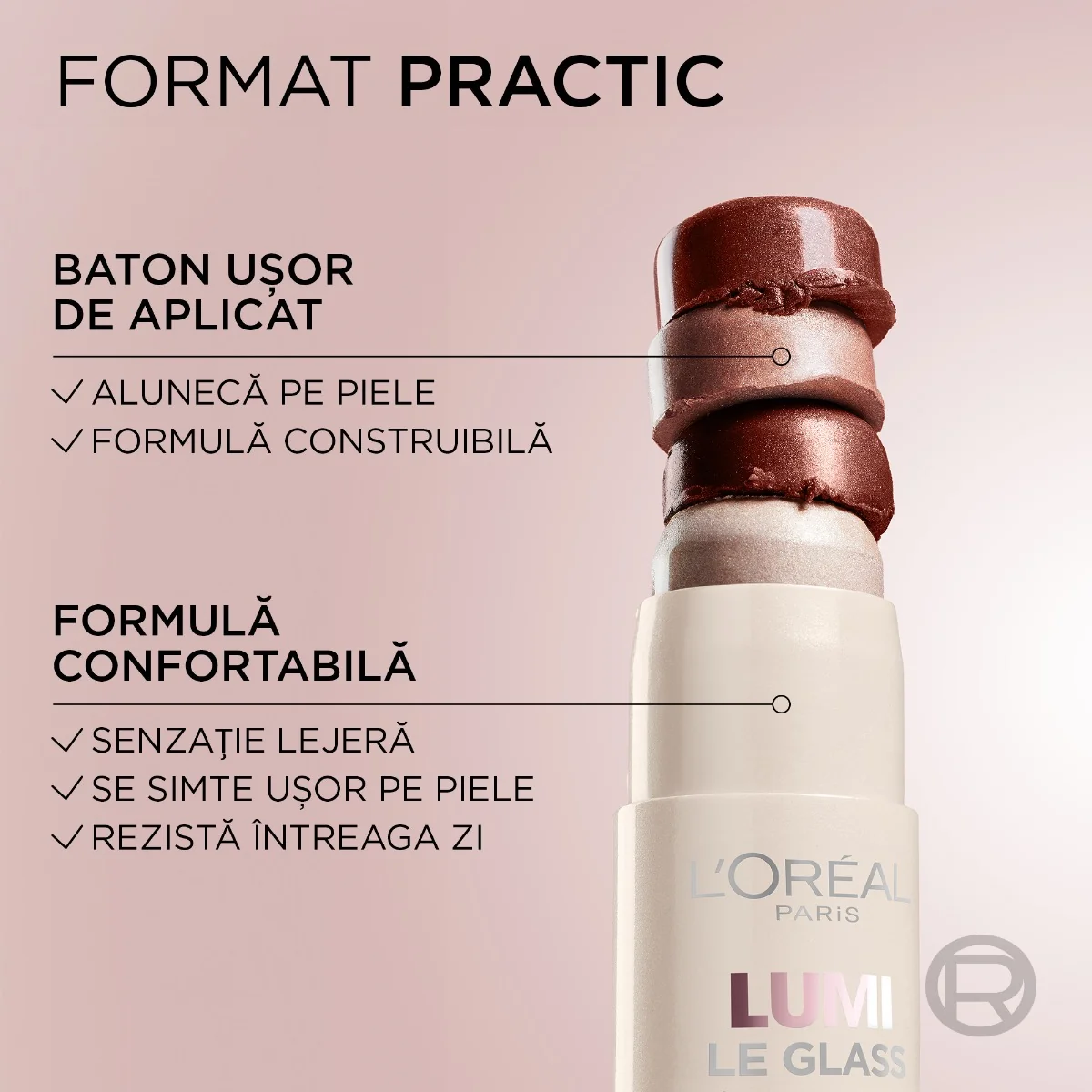 Baton iluminator multifunctional 610 Glass Pearl Eclat, 5g, L'Oreal Paris