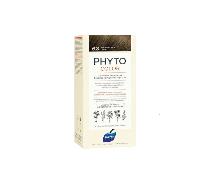Vopsea par 6.3 Dark Golden Blond Phytocolor, 50ml, Phyto
