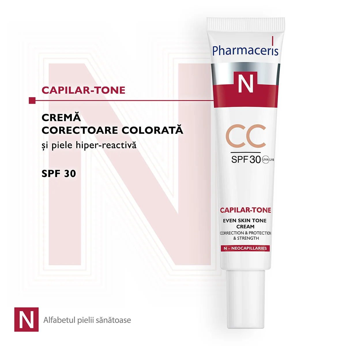 Crema de fata CC SPF30 Capilar-Tone N, 40ml, Pharmaceris