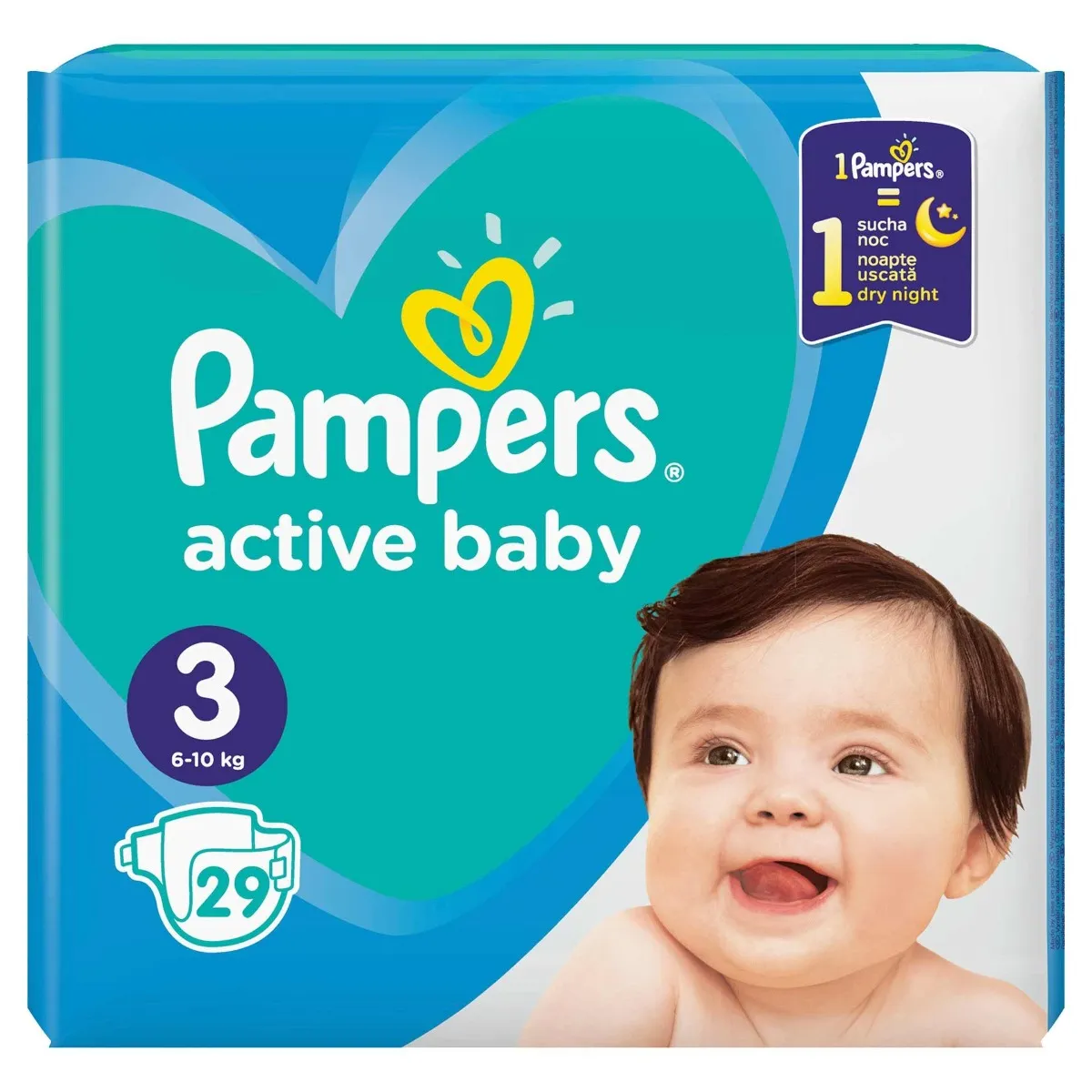 Scutece pentru copii Active Baby Giant Pack, Marimea3, 6-10kg, 29bucati, Pampers