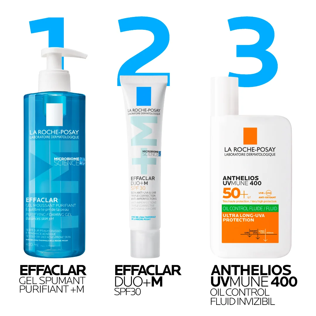 Crema triplu-corectoare anti-Imperfectiuni pentru tenul gras cu tendinta acneica SPF30 Effaclar DUO +M, 40ml, La Roche-Posay