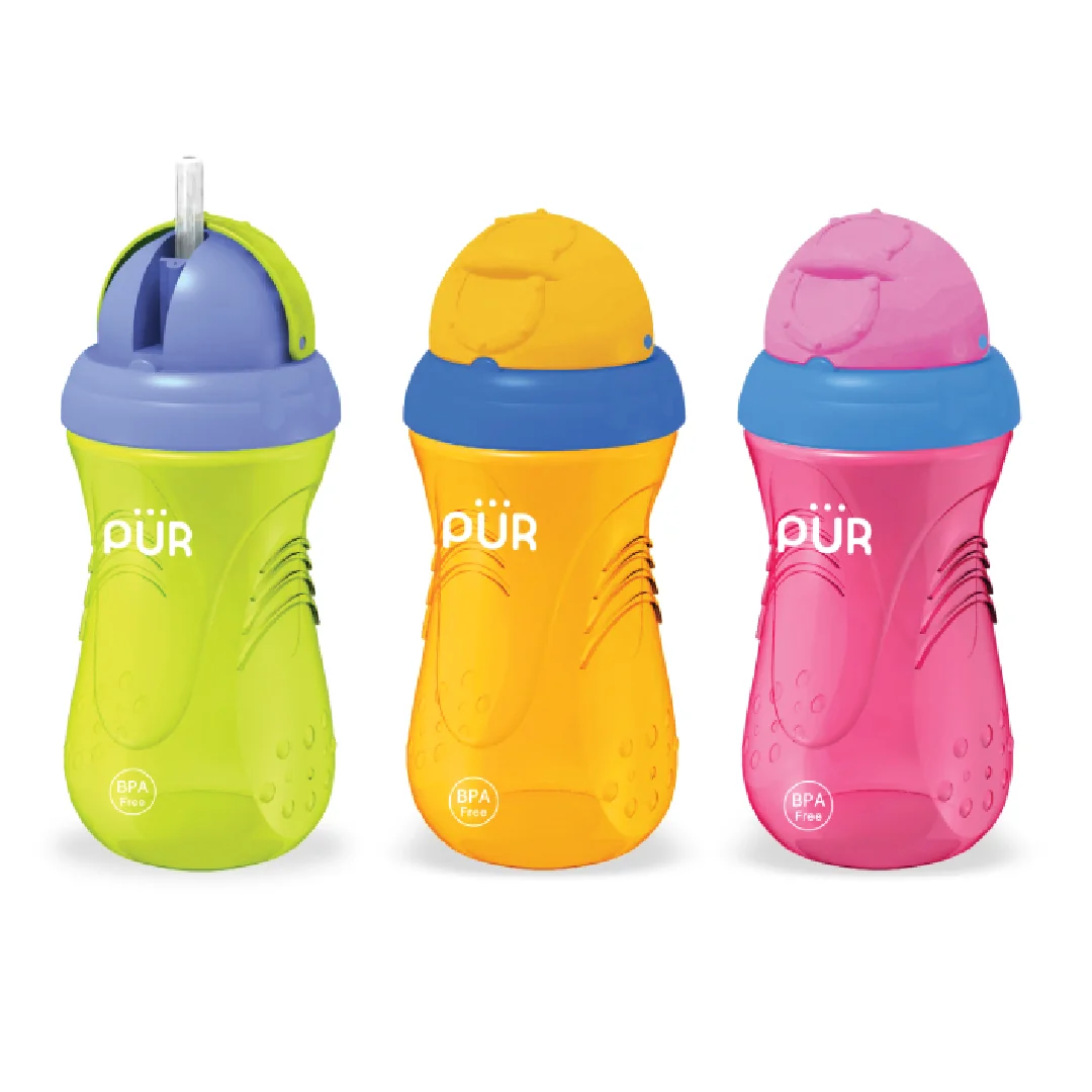 Pahar sport cu pai +6 luni Verde, 350ml, PUR