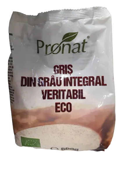 Gris din grau integral veritabil Bio, 600g, Pronat